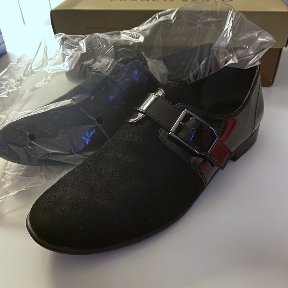 Black Suede And Patent Leather Shoes